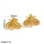 Gold color / 1 Pair Simple Series Daily Bee Stainless Steel  Gold Color Women's Stud Earrings Picture2