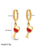 Red / 1 Pair Simple Series Daily Goblet Stainless Steel  Gold Color Women's Dangle Earrings Picture3