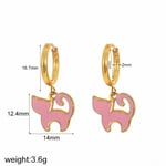 Pink / 1 Pair Simple Series Daily Cat Stainless Steel  Gold Color Women's Dangle Earrings Picture4