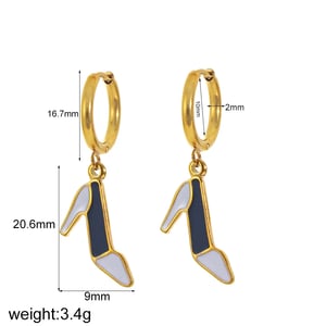 1 Pair Simple Series Daily High-heel Shoe Stainless Steel  Gold Color Women's Dangle Earrings h5 