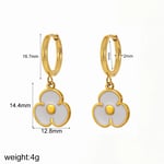 Gold color / 1 Pair Simple Series Daily Flower Stainless Steel  Gold Color Women's Dngle Earrings Picture7