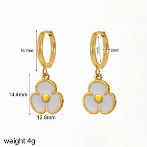 1 Pair Simple Series Daily Flower Stainless Steel  Gold Color Women's Dngle Earrings h5 