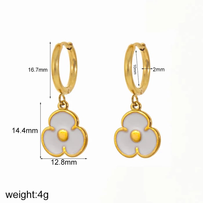 1 Pair Simple Series Daily Flower Stainless Steel  Gold Color Women's Dngle Earrings 