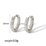 Silver color / 1 Pair Simple Series Casual Round Stainless Steel  Gold Color Zircon Women's Hoop Earrings Picture2