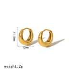 Gold color / 1 Pair Simple Series Casual Round Stainless Steel  Gold Color Women's Hoop Earrings Picture3