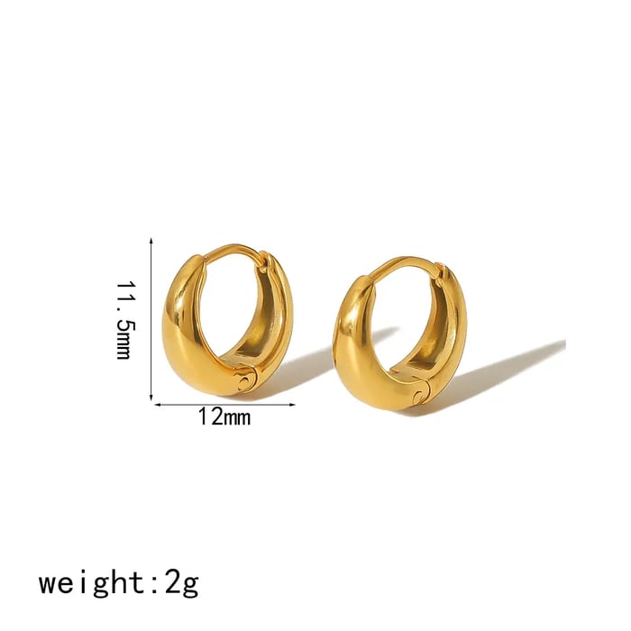 1 Pair Simple Series Casual Round Stainless Steel  Gold Color Women's Hoop Earrings 