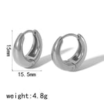 Silver color / 1 Pair Simple Series Casual Geometric Stainless Steel  Gold Color Women's Hoop Earrings Picture7