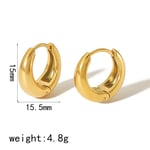 Gold color / 1 Pair Simple Series Casual Geometric Stainless Steel  Gold Color Women's Hoop Earrings Picture6