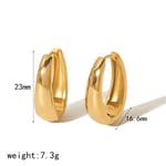 Gold color / 1 Pair Simple Series Casual Geometric Stainless Steel  Gold Color Women's Hoop Earrings Picture10