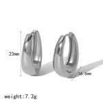 Silver color / 1 Pair Simple Series Casual Geometric Stainless Steel  Gold Color Women's Hoop Earrings Picture11