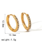 Gold color / 1 Pair Simple Series Casual Geometric Stainless Steel  Gold Color Zircon Women's Hoop Earrings Picture12