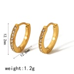 Gold color / 1 Pair Simple Series Casual Geometric Stainless Steel  Gold Color Zircon Women's Hoop Earrings Picture13