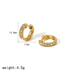 Gold color / 1 Pair Simple Series Casual Geometric Stainless Steel  Gold Color Zircon Women's Hoop Earrings Picture14