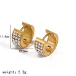 Gold color / 1 Pair Simple Series Casual Geometric Stainless Steel  Gold Color Zircon Women's Hoop Earrings Picture15