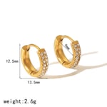 Gold color / 1 Pair Simple Series Casual Geometric Stainless Steel  Gold Color Zircon Women's Hoop Earrings Picture16