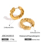 Gold color / 1 Pair Simple Series Elegant Annular Stainless Steel  Gold Color Women's Hoop Earrings Picture2