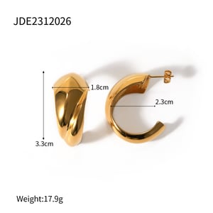 1 Pair Simple Style C Shape Stainless Steel  Gold Color Women's Hoop Earrings h5 