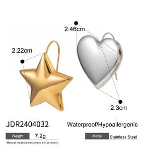 1 Pair Simple Style Pentagram Heart Shape Stainless Steel  Gold Color Women's Drop Earrings h5 