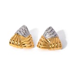 Gold & Silver / 1 Pair Simple Style Twist Triangle Stainless Steel  Gold Color Women's Stud Earrings 