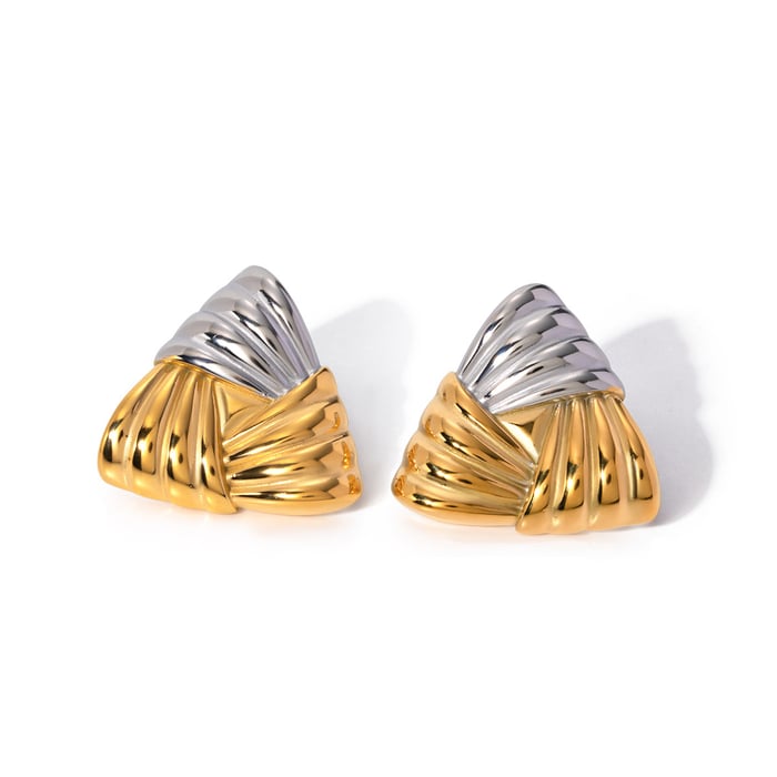 1 Pair Simple Style Twist Triangle Stainless Steel  Gold Color Women's Stud Earrings 