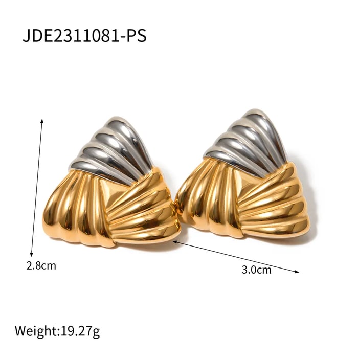 1 Pair Simple Style Twist Triangle Stainless Steel  Gold Color Women's Stud Earrings Picture3