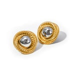 Gold & Silver / 1 Pair Simple Style Twist Geometric Stainless Steel  Gold Color Women's Stud Earrings Picture2