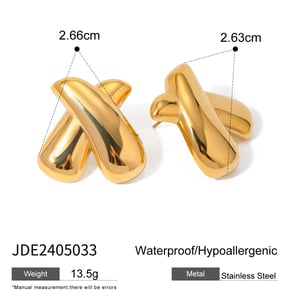 1 Pair Simple Style X Shape Stainless Steel  Gold Color Women's Stud Earrings h5 Picture6