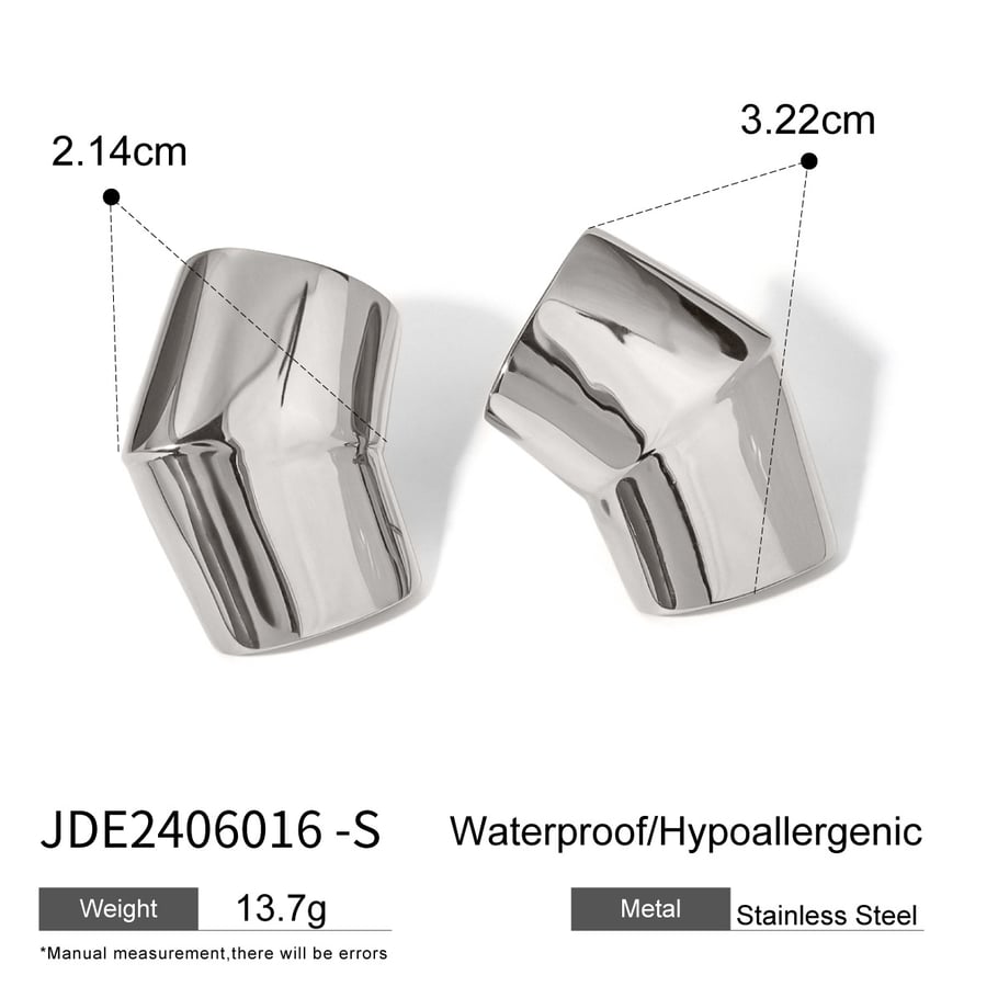 1 paar geometrische ohrstecker aus titanstahl im -stil der simple series, 18 karat vergoldet 
