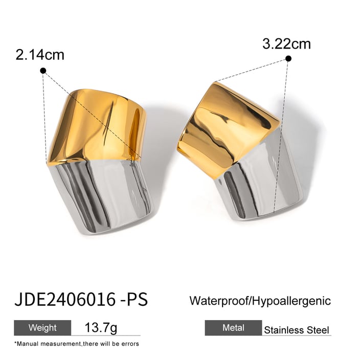 1 Pair Simple Style Geometric Titanium Steel  Gold Color Women's Stud Earrings Picture4