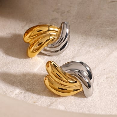 1 paar simple series  style twist edelstahl 18 karat vergoldete damen ohrstecker h5 