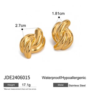 1 Pair Simple Style Twist Geometric Stainless Steel  Gold Color Women's Stud Earrings h5 