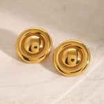 Gold color / 1 Pair Simple Classic Style Thread Geometric Shape Stainless Steel  Gold Color Women's Stud Earrings Picture2