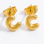 Gold color / 1 Pair Simple Series All-Match Letter C Stainless Steel Gold Color Women's Stud Earrings Picture3