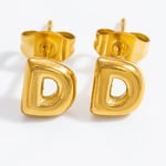 Gold color / 1 Pair Simple Series All-Match Letter D Stainless Steel Gold Color Women's Stud Earrings Picture4