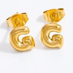 Gold color / 1 Pair Simple Series All-Match Letter G Stainless Steel Gold Color Women's Stud Earrings Picture6