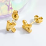 Gold color / 1 Pair Simple Series All-Match Letter K Stainless Steel Gold Color Women's Stud Earrings Picture9