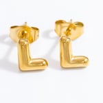 Gold color / 1 Pair Simple Series All-Match Letter L Stainless Steel Gold Color Women's Stud Earrings Picture10