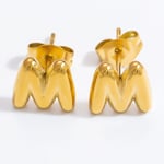 Gold color / 1 Pair Simple Series All-Match Letter M Stainless Steel Gold Color Women's Stud Earrings Picture11