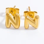 Gold color / 1 Pair Simple Series All-Match Letter N Stainless Steel Gold Color Women's Stud Earrings Picture12