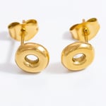 Gold color / 1 Pair Simple Series All-Match Letter O Stainless Steel Gold Color Women's Stud Earrings Picture13