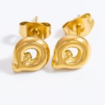 Gold color / 1 Pair Simple Series All-Match Letter Q Stainless Steel Gold Color Women's Stud Earrings Picture15