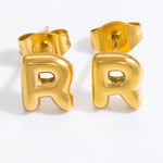 Gold color / 1 Pair Simple Series All-Match Letter R Stainless Steel Gold Color Women's Stud Earrings Picture16