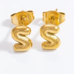 Gold color / 1 Pair Simple Series All-Match Letter S Stainless Steel Gold Color Women's Stud Earrings Picture17