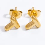 Gold color / 1 Pair Simple Series All-Match Letter T Stainless Steel Gold Color Women's Stud Earrings Picture18