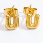 Gold color / 1 Pair Simple Series All-Match Letter U Stainless Steel Gold Color Women's Stud Earrings Picture19