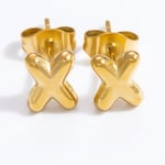 Gold color / 1 Pair Simple Series All-Match Letter X Stainless Steel Gold Color Women's Stud Earrings Picture22