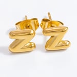 Gold color / 1 Pair Simple Series All-Match Letter Z Stainless Steel Gold Color Women's Stud Earrings Picture24