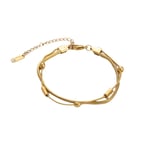 Gold color / 1 Piece Classic Series Daily Solid Color Stainless Steel Gold Color DIY Women's Chain Bracelets 