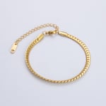 Gold color / 1 Piece Classic Series Daily Solid Color Stainless Steel Gold Color DIY Women's Chain Bracelets Picture4