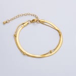 Gold color / 1 Piece Classic Series Daily Solid Color Stainless Steel Gold Color DIY Women's Chain Bracelets Picture6